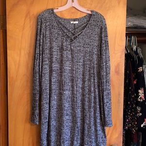 Gray knit sweater dress